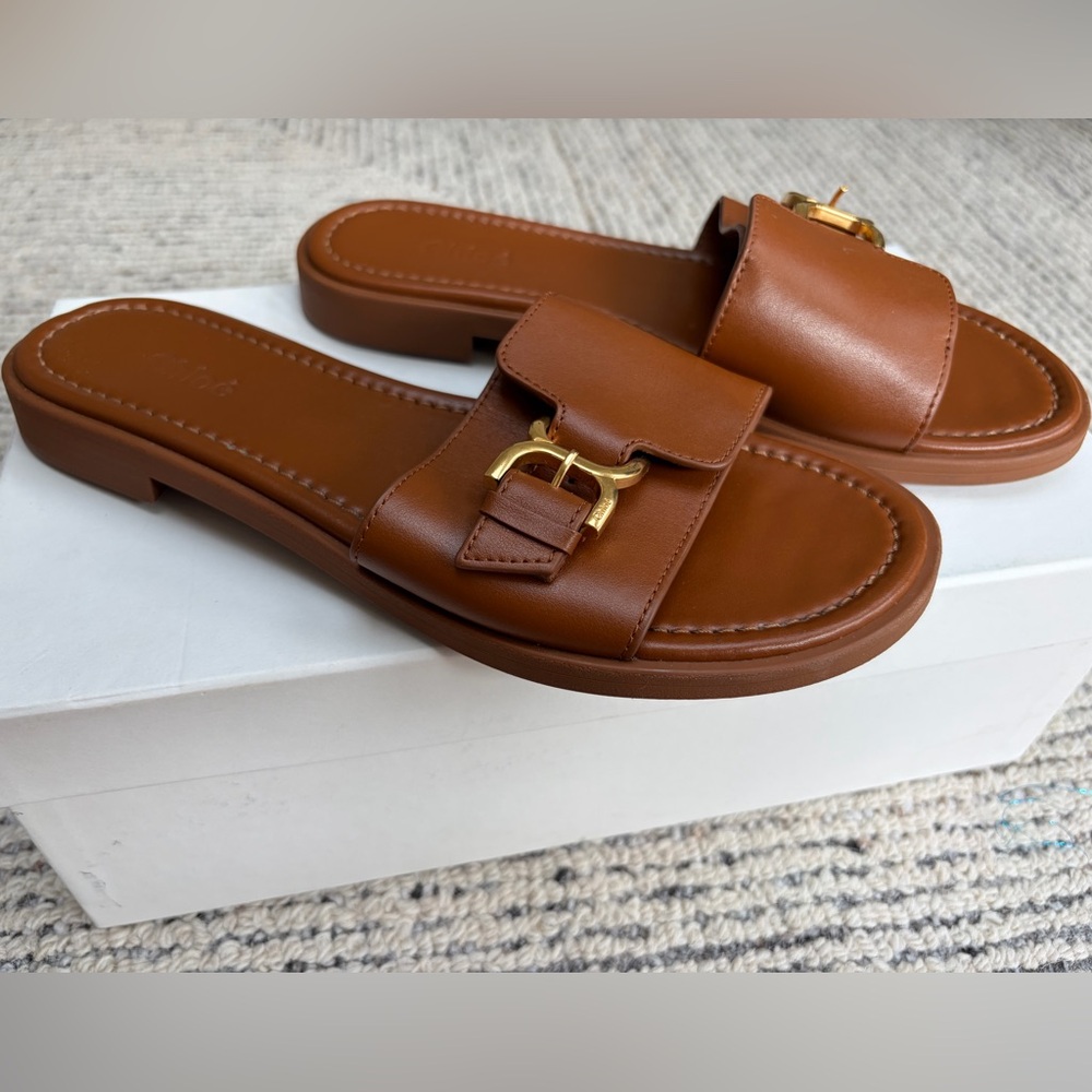 Chloe Marcie Leather Slide Sandals